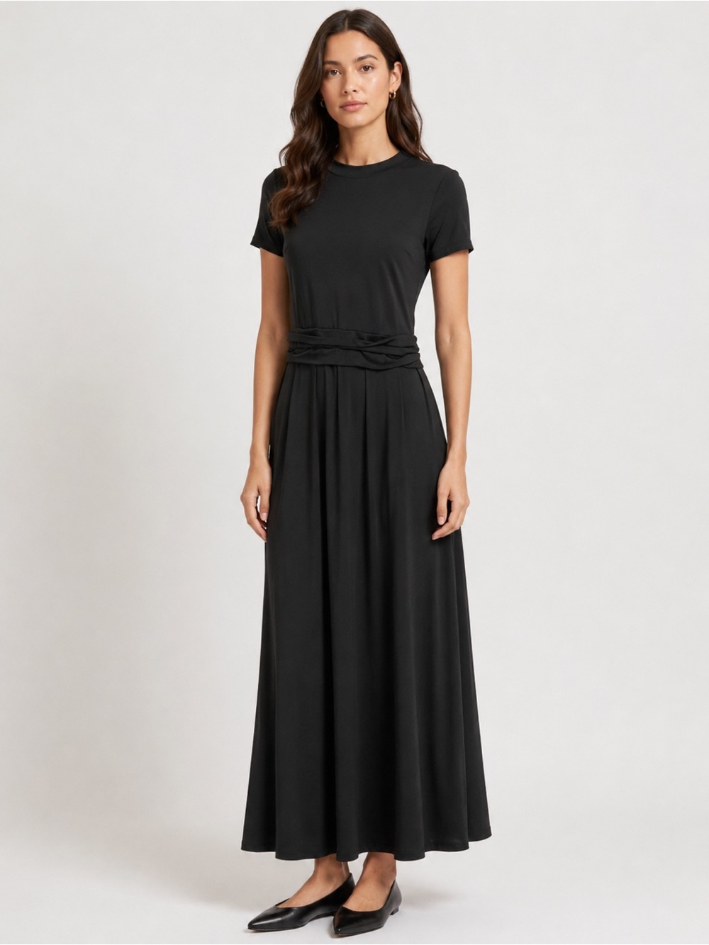 Halara Stretchy Classic Black Short-Sleeve Maxi Dress